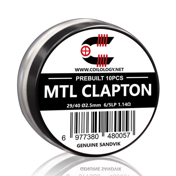 10pcs Coilology Pre-built MTL Clapton Coil – 29/40 Ni80 6/5lp ID:2.5mm 1.14ohm - 1Pack
