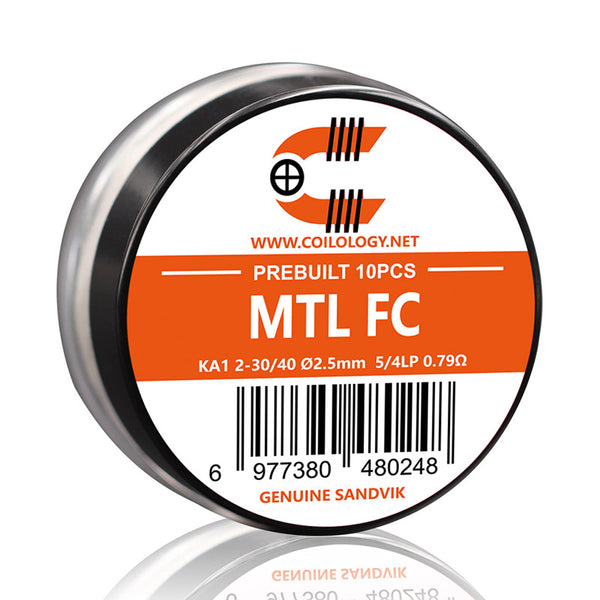 10pcs Coilology Pre-built MTL FC Coil – 2-30/40 KA1 5/4lp ID:2.5mm 0.79ohm - 1Pack
