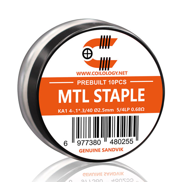 10pcs Coilology Pre-built MTL Staple Coils – 4-.1*.3/40 KA1 5/4lp ID:2.5mm 0.68ohm - 1Pack
