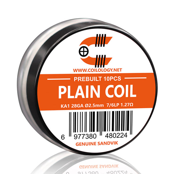 10pcs Coilology Pre-built Plain Coil – 28ga KA1 7/6lp ID:2.5mm 1.27ohm - 1Pack
