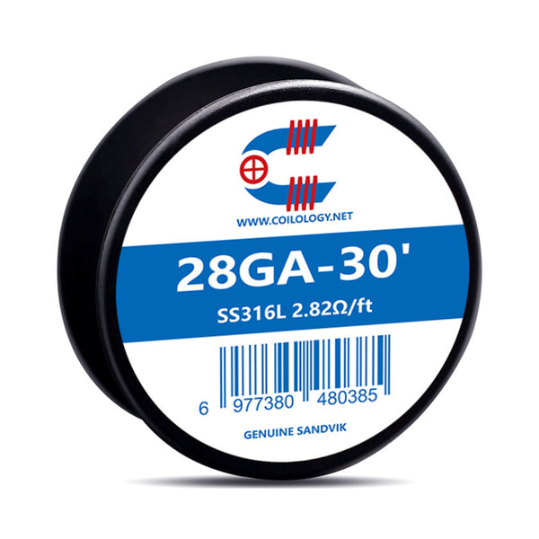 30ft Coilology Resistance Wire – 28ga SS316L 2.82ohm/ft - 1Pack
