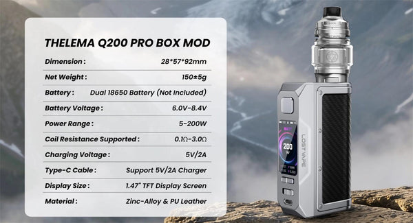 Lost Vape Thelema Q200 Pro Mod Kit 200W with Centaurus Sub Ohm V2 Tank 5ml – Lost Vape Thelema Q200 Pro Mod Kit 200W with Centaurus Sub Ohm V2 Tank 5ml
