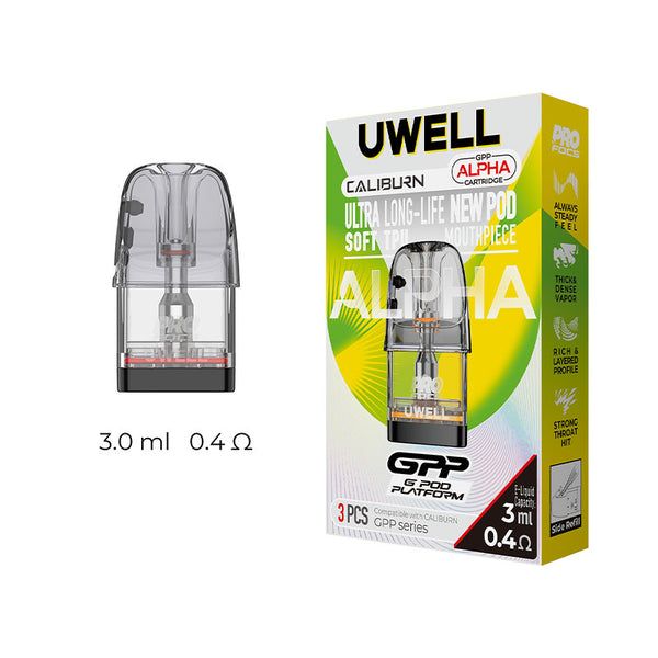 Uwell Caliburn GPP Alpha Cartridge – 0.4ohm - Side Refill (3pcs/pack)

