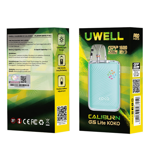 Uwell Caliburn G5 Lite KOKO Pod System Kit 1600mAh 3ml – Uwell Caliburn G5 Lite KOKO Pod System Kit 1600mAh 3ml
