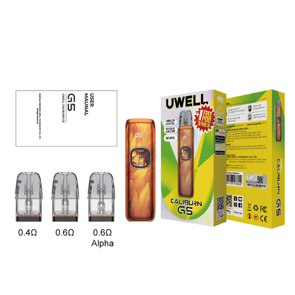 Uwell Caliburn G5 Pod System Kit 1600mAh 3ml (Max 35W) – Uwell Caliburn G5 Pod System Kit 1600mAh 3ml (Max 35W)

