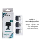 خرطوشة SMOK Novo 2 Pod سعة 2 مل (3 قطع/عبوة) – نوفو 2X شبكي 0.9 أوم MTL - عبوة واحدة
