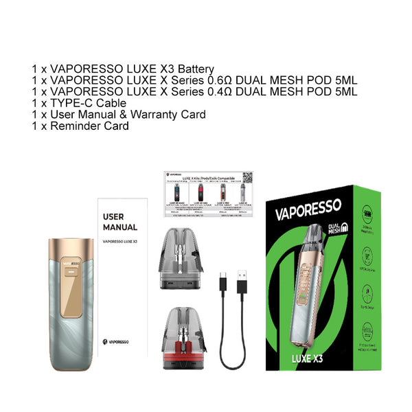 Vaporesso LUXE X3 Pod Mod Kit 2600mAh 5ml (Max 45W) – Vaporesso LUXE X3 Pod Mod Kit 2600mAh 5ml (Max 45W)
