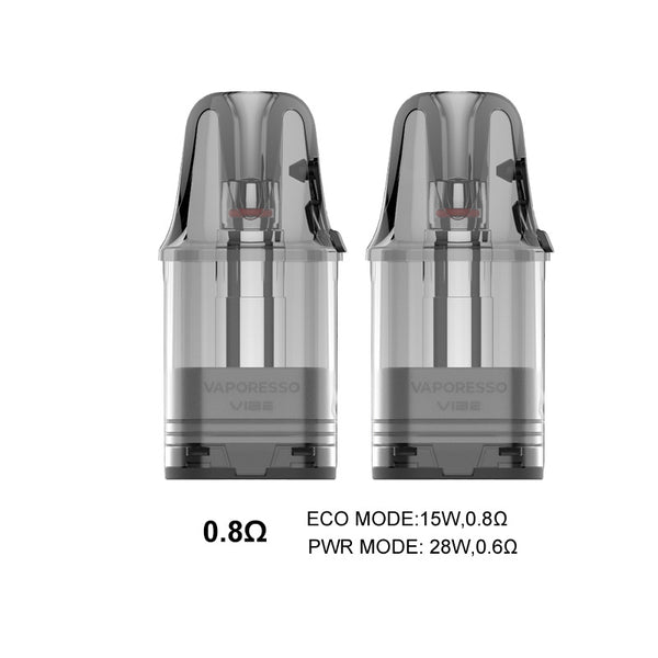 Cartouche Vaporesso Vibe Pod 4,5 ml (2 pièces/paquet) – 0,8 ohm (remplissage par le haut ; 2 pièces/paquet) - 1 paquet
