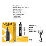 طقم صندوق Voopoo Drag S3 60W Mod مع خرطوشة PnP X MTL Pod 3000mAh 5ml – براون - مجموعة دراج S3
