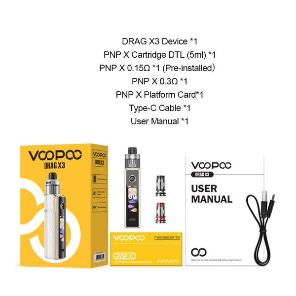 طقم Voopoo Drag X3 80W Box Mod مع خرطوشة PnP X DTL Pod 5ml – طقم Voopoo Drag X3 80W Box Mod مع خرطوشة PnP X DTL Pod 5ml
